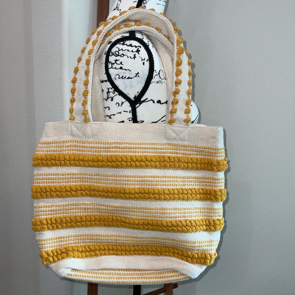 NEW Guadalupe Handmade Chic Yellow and Cream Tote Bag
